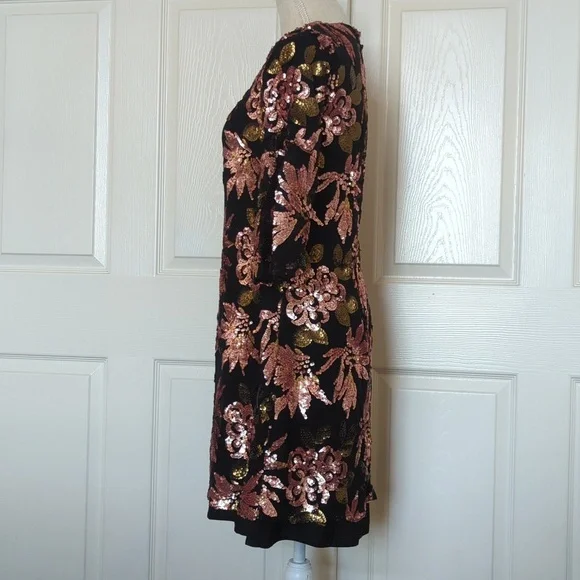 Closet Betty Floral Sequin Black Dress By Crash - Picture 8 of 11